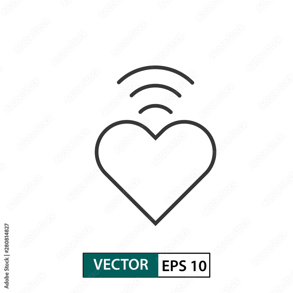 Heart icon with signal bar. Outline style. Vector illustration EPS 10 Heart icon with signal bar. Outline style. Vector illustration EPS 10
