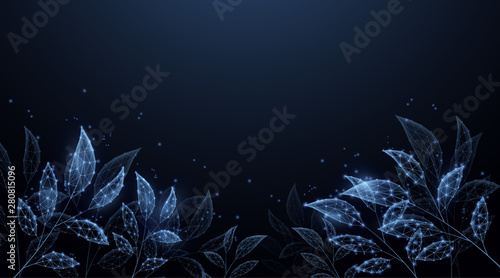 Eco technology background. Digital leaves form lines, triangles and particle style design. Illustration vector