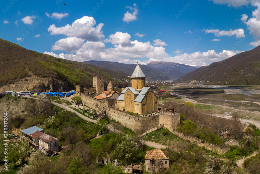 View of Ananuri Castle and the valley of the Aragvi River