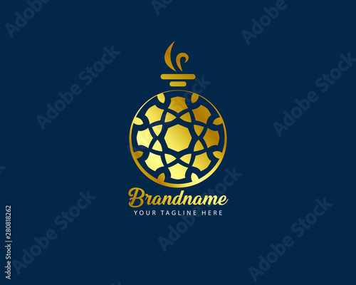 luxury perfume logo premium brand icon. elegant frame design vector. can be used for beauty industry, cosmetics, salon, boutique, spa, company, corporate, etc