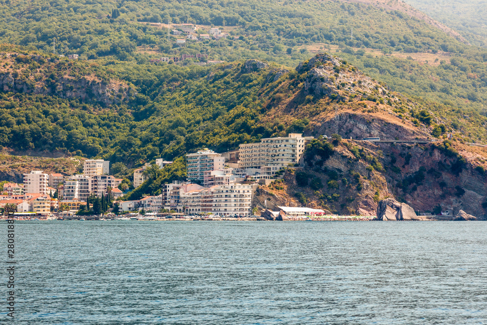 Budva, Montenegro - August 07, 2017: View from the village of Becici