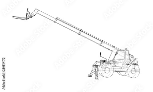 Forklift concept. Vector rendering of 3d