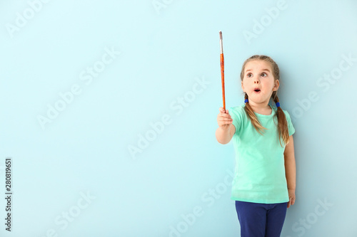 Surprised little girl with ...