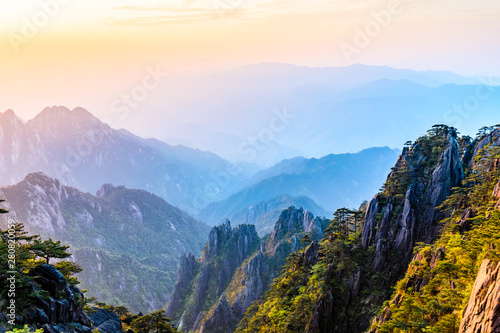 Beautiful mountains in Mount Huangshan China