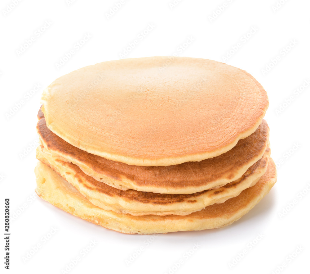 Stack of tasty pancakes on white background Stack of tasty pancakes on white background