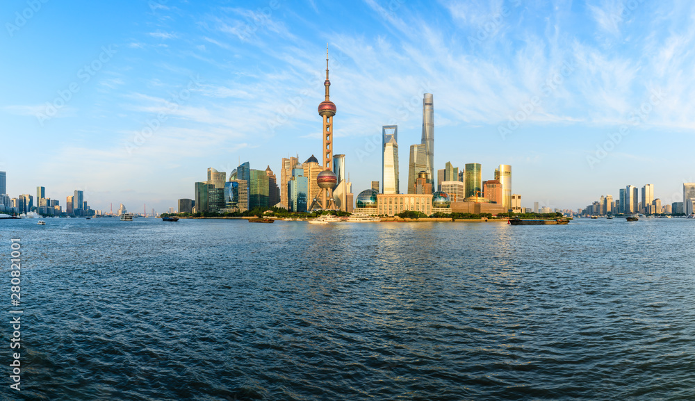 Shanghai,China city skyline on the Huangpu River.
