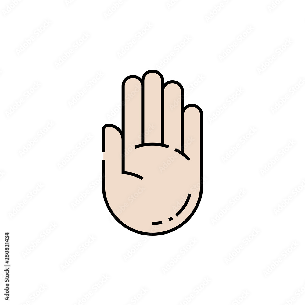 Hand line icon. Stop gesture symbol. Vector illustration. Hand line icon. Stop gesture symbol. Vector illustration.