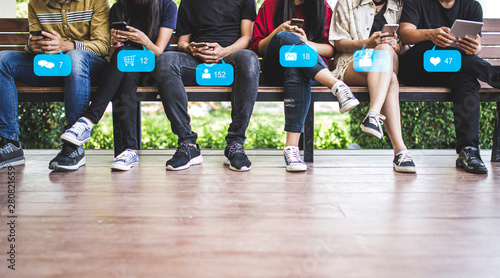 Back to school education knowledge college university concept,Students Education Social Media Laptop Tablet.