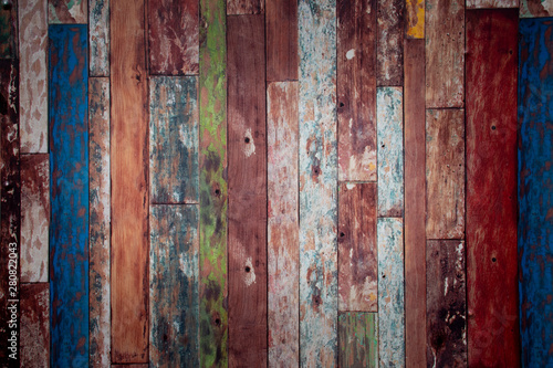 Colourful abstract various old wooden or timber background and backdrop. © newroadboy