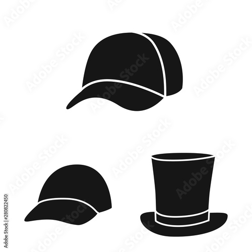 Isolated object of beanie and beret logo. Set of beanie and napper stock symbol for web.