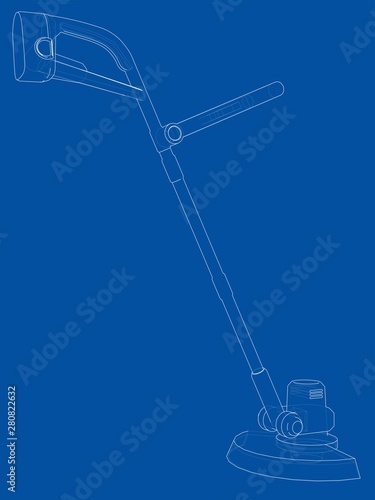 Outline trimmer grass cutter. Vector