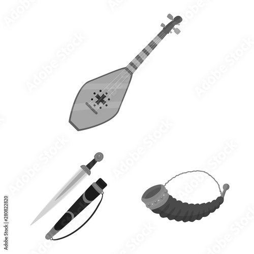 Isolated object of attributes and tourism icon. Set of attributes and national stock symbol for web.