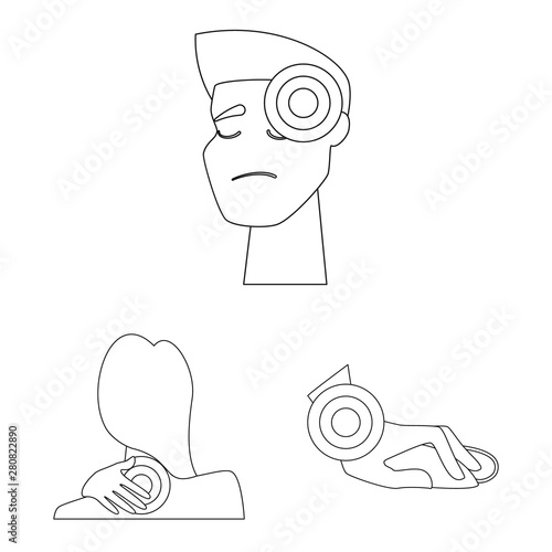 Vector design of bone and inflammation symbol. Set of bone and wound stock vector illustration.