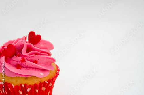 the Love cupcakes with red hearts and butter cream