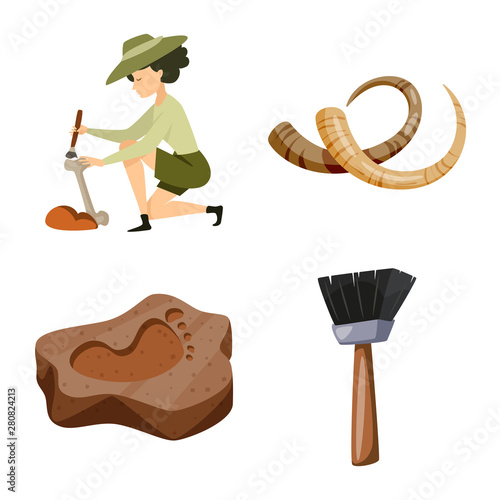 Isolated object of archaeology and historical logo. Set of archaeology and excavation stock vector illustration.