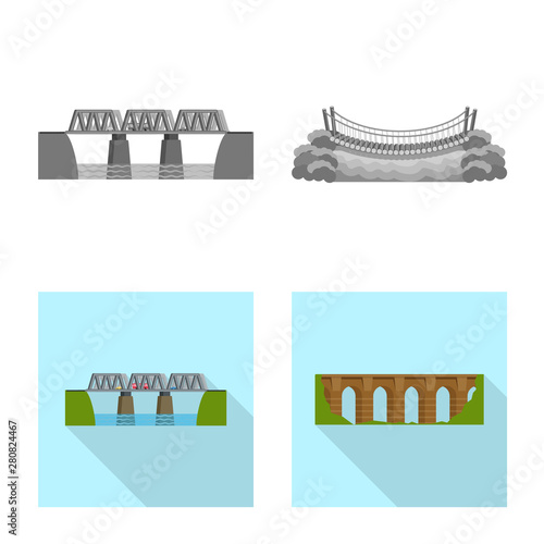 Isolated object of connection and design logo. Set of connection and side vector icon for stock.