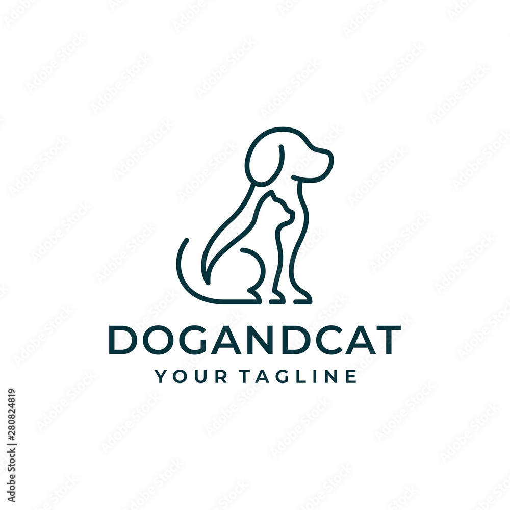 Dog and cat logo design vector.