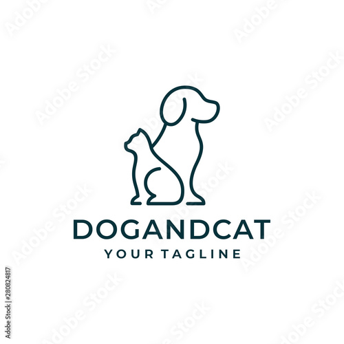 Dog and cat logo design vector.