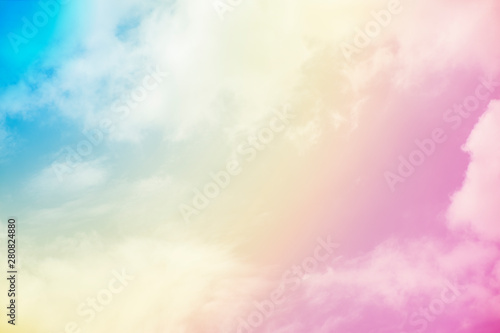 beautiful blue sky in pastel colors and large cloud background. colorful background backdrop