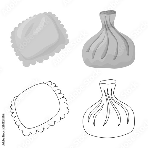 Isolated object of products and cooking symbol. Collection of products and appetizer stock symbol for web.
