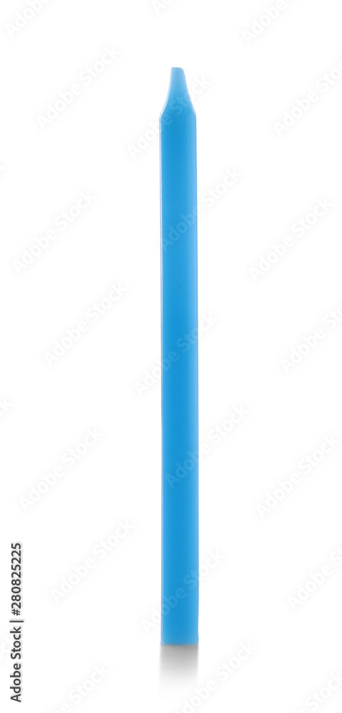 Thin blue birthday candle isolated on white Thin blue birthday candle isolated on white