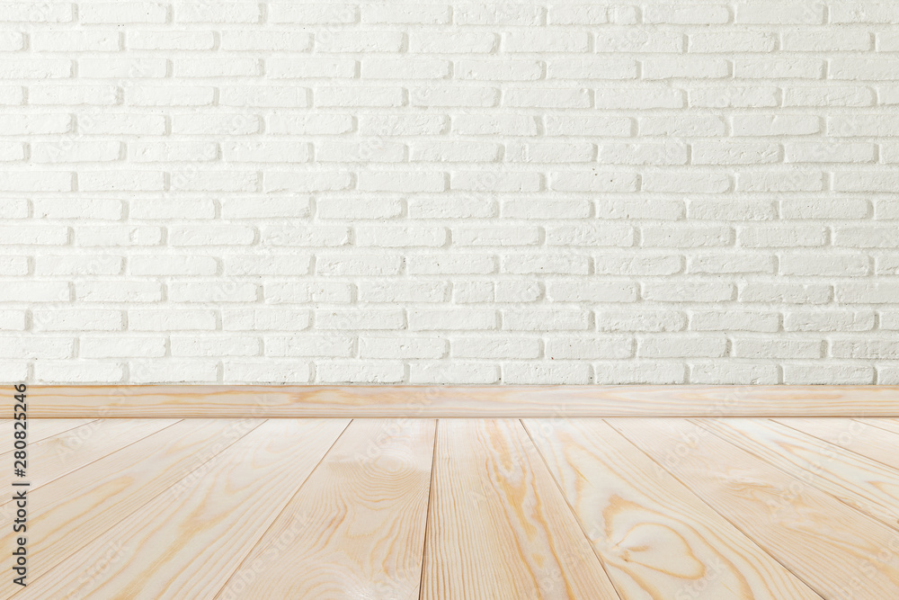empty room with white brick wall empty room with white brick wall