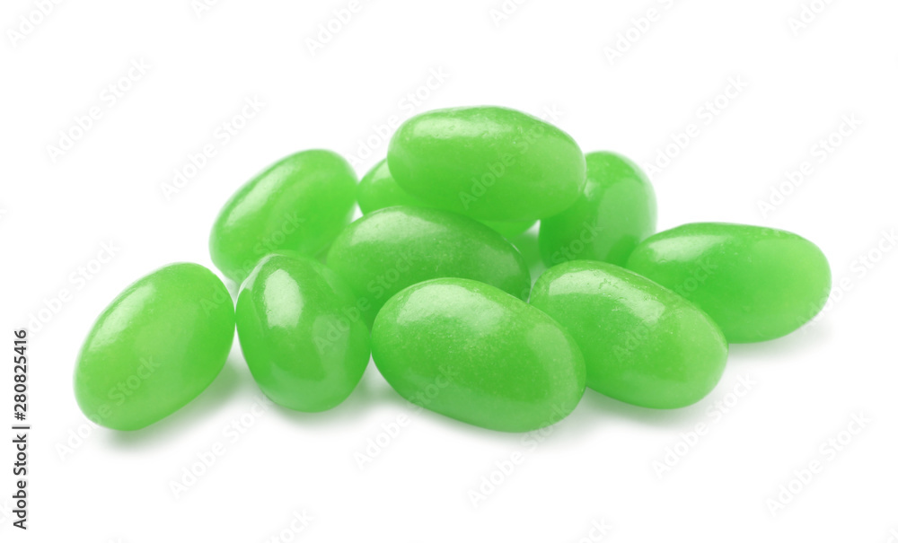 Pile of tasty bright jelly beans isolated on white Pile of tasty bright jelly beans isolated on white
