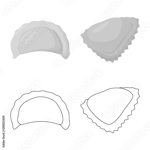 Vector design of products and cooking symbol. Set of products and appetizer stock vector illustration.
