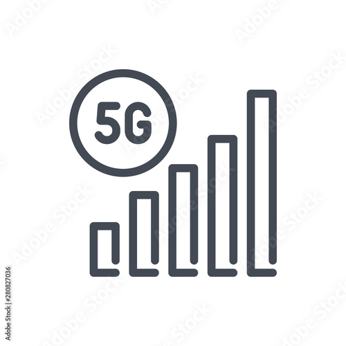 5G signal line icon. Vector outline sign.