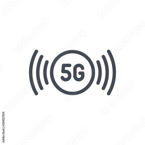 5G internet connection line icon. Vector outline sign.