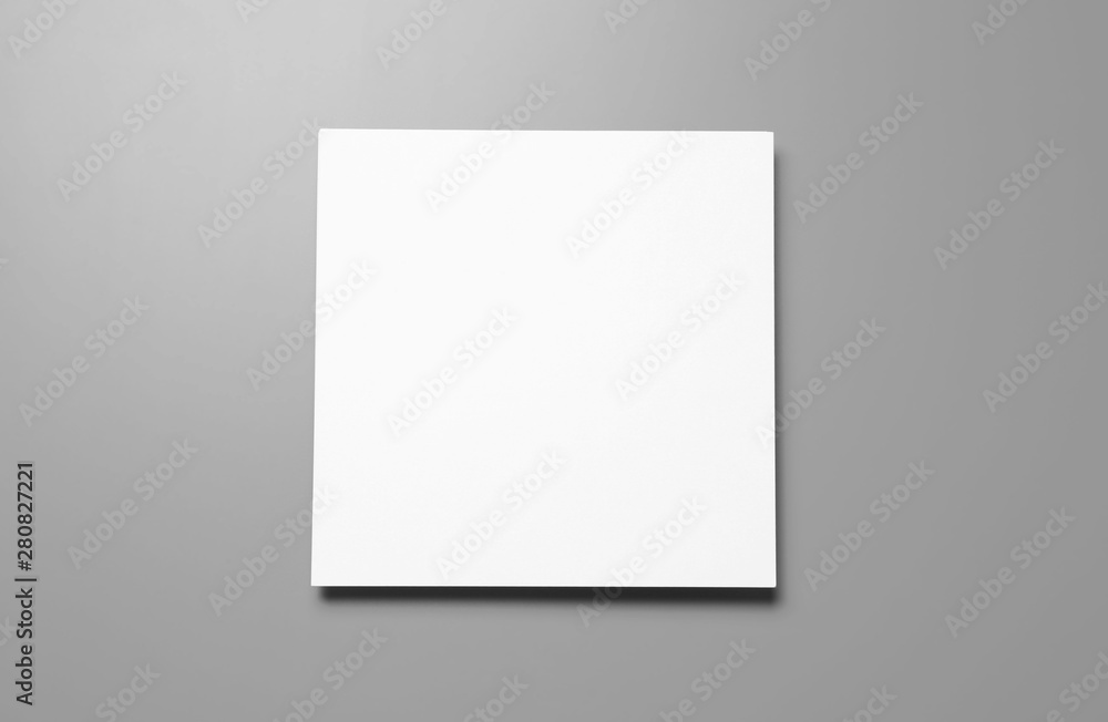 Blank paper sheets for brochure on grey background, top view. Mock up Blank paper sheets for brochure on grey background, top view. Mock up