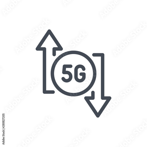 5G synchronization line icon. Vector outline sign.