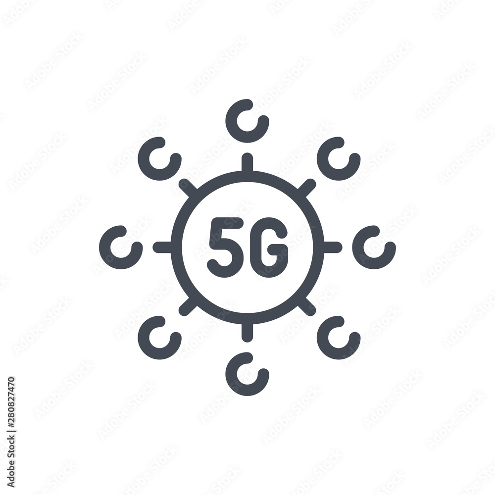 5G network connection line icon. Vector outline sign. 5G network connection line icon. Vector outline sign.