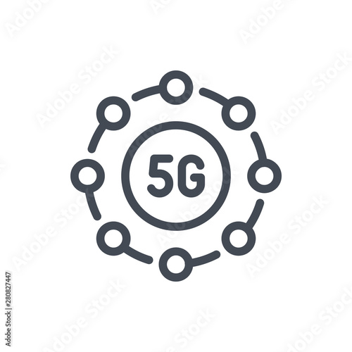 5G connection line icon. Vector outline sign.