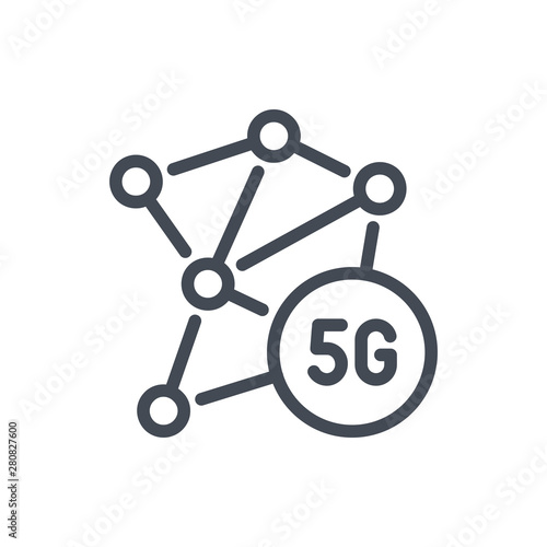 5G network line icon. Vector outline sign.