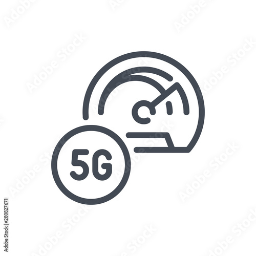 5G high speed network dashboard line icon. Vector outline sign.
