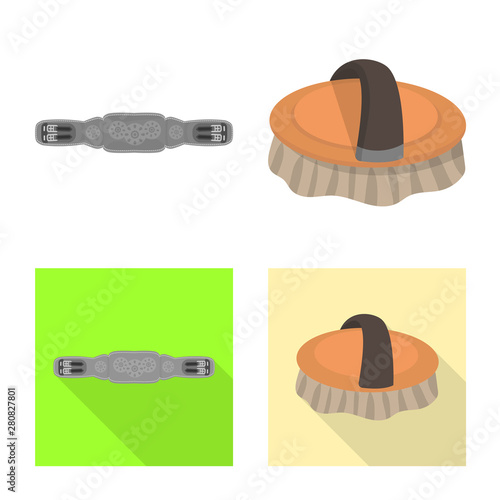 Vector illustration of equipment and riding icon. Set of equipment and competition stock vector illustration.