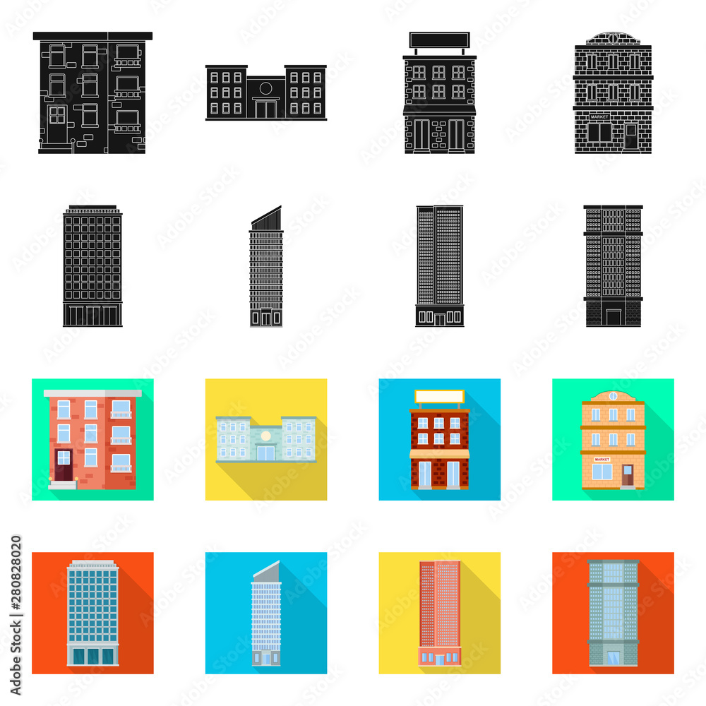 Vector design of municipal and center logo. Set of municipal and estate stock vector illustration.