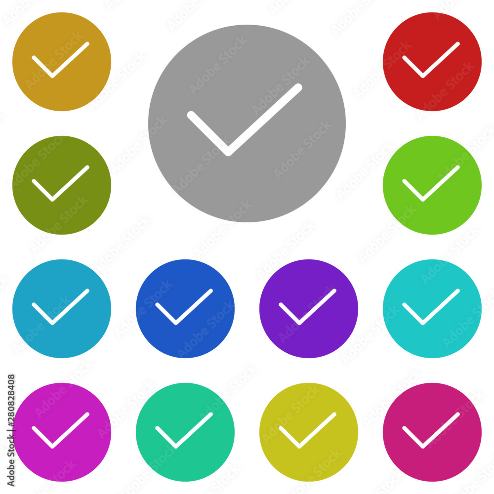 Check mark multi color icon. Simple glyph, flat vector of web icons for UI and UX, website or mobile application Check mark multi color icon. Simple glyph, flat vector of web icons for UI and UX, website or mobile application