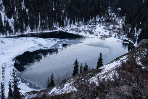 Frozen mountain lake