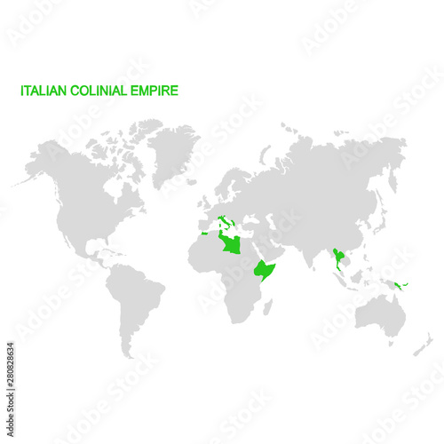 vector world map with Italian colonial empire