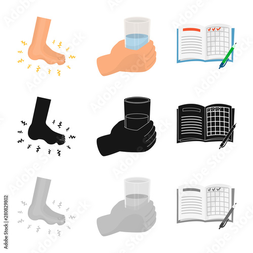 Vector illustration of diet and treatment sign. Set of diet and medicine vector icon for stock.