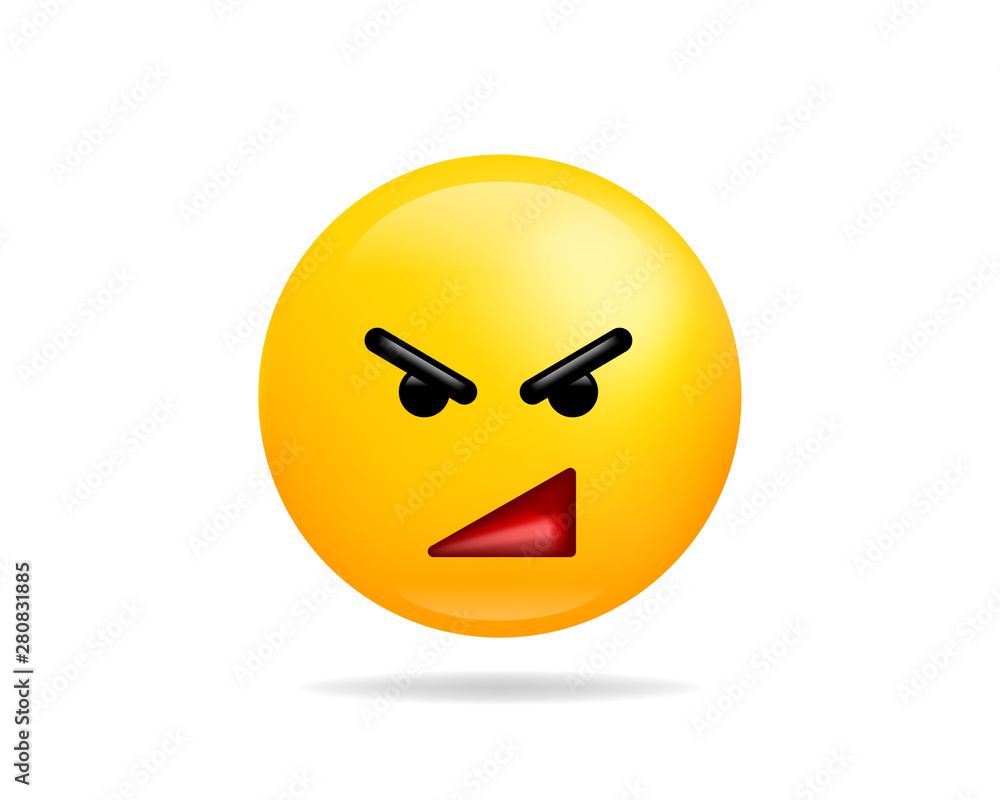 Emoji smile icon vector symbol. Angry face yellow cartoon character. Emoji smile icon vector symbol. Angry face yellow cartoon character.