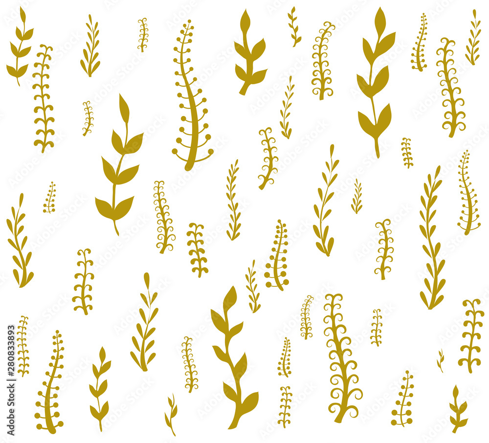 Vector set of autumn grass and flowers. Botanical collection Vector set of autumn grass and flowers. Botanical collection