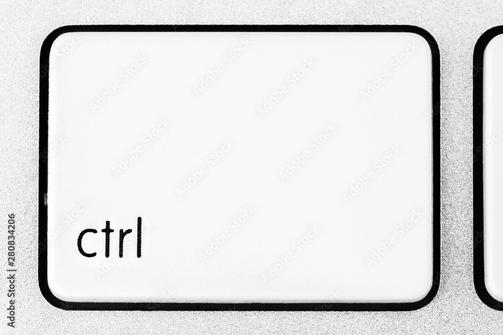 White aluminum keyboard ctrl button close-up White aluminum keyboard ctrl button close-up