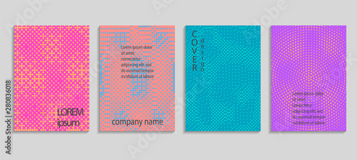 Minimal abstract vector halftone covers design. Future geometric template. Vector templates for placards, banners, flyers, presentations and reports