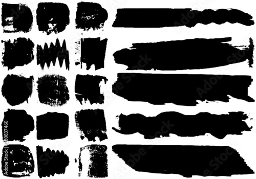 Set of black brush strokes with a dry brush