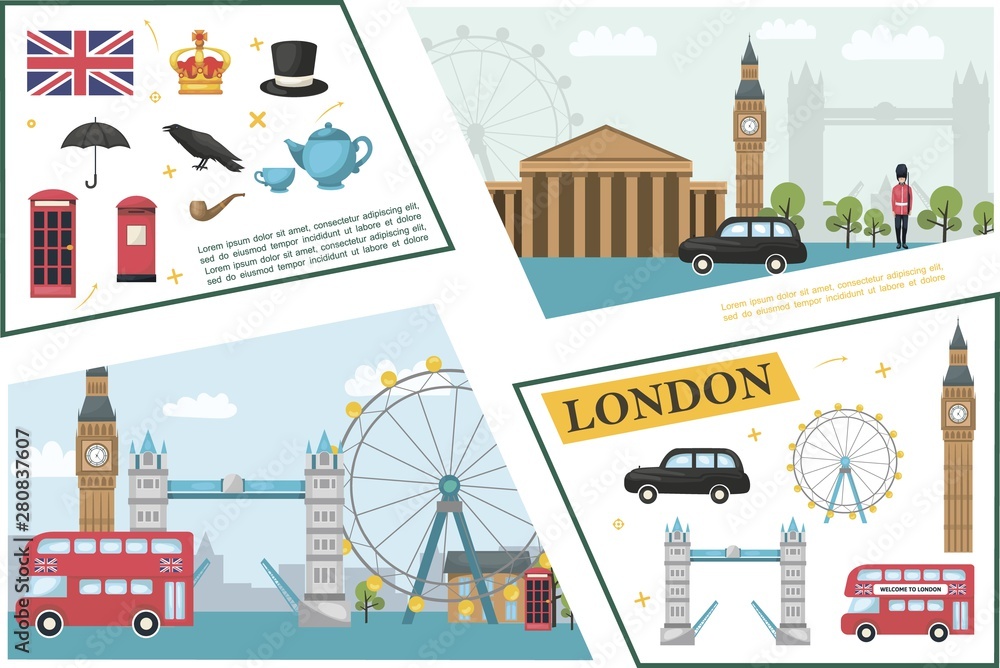Flat Travel To London Composition Flat Travel To London Composition