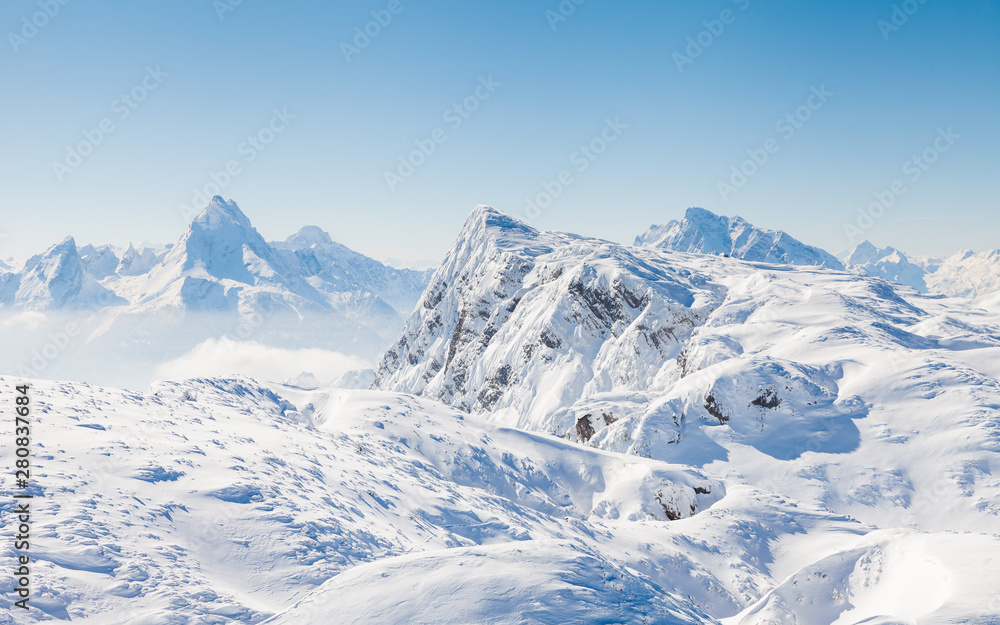 Untersberg Summit. The view from the summit of Untersberg mountain in Austria. The mountain straddles the border between Germany and Austria.