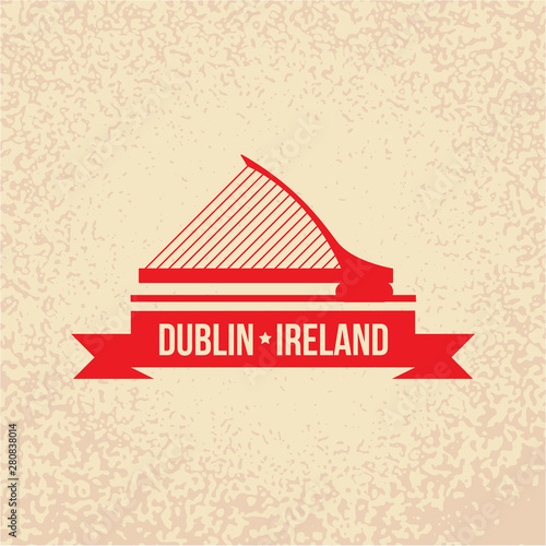 Canvas Print Dublin Ireland, detailed silhouette. Trendy vector illustration